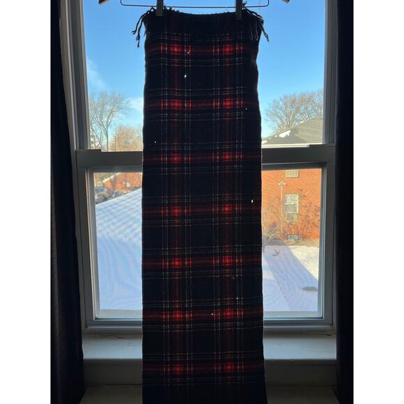 Lands’ End Wool Brown Red Plaid Tartan Fringe Scarf RL Style $45 Flawed Gem - Picture 3 of 10